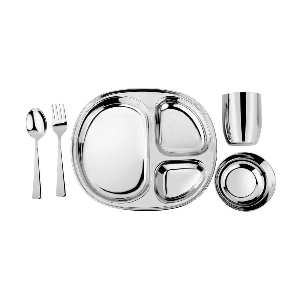 Stainless Steel Kids Dinnerware Set - 5 Piece Safe and Durable Toddler Set